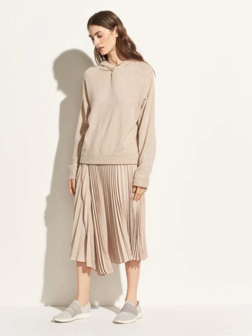 Vince Overlap Hoodie Light Heather Marzipan